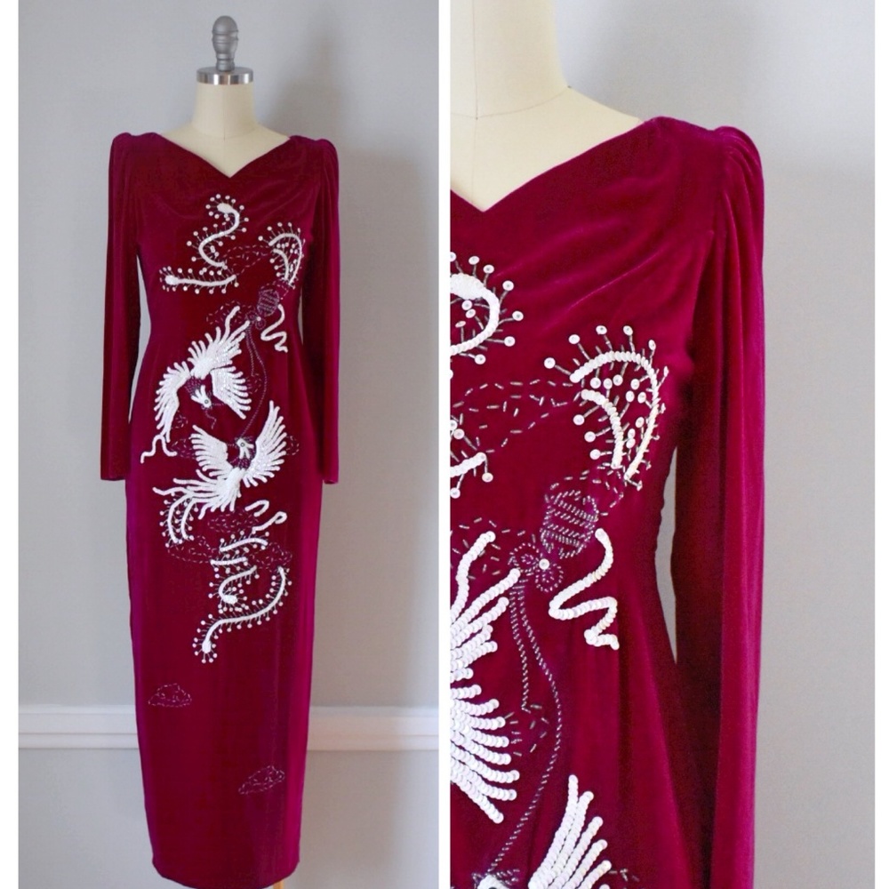 Vintage Beaded Velvet Dress